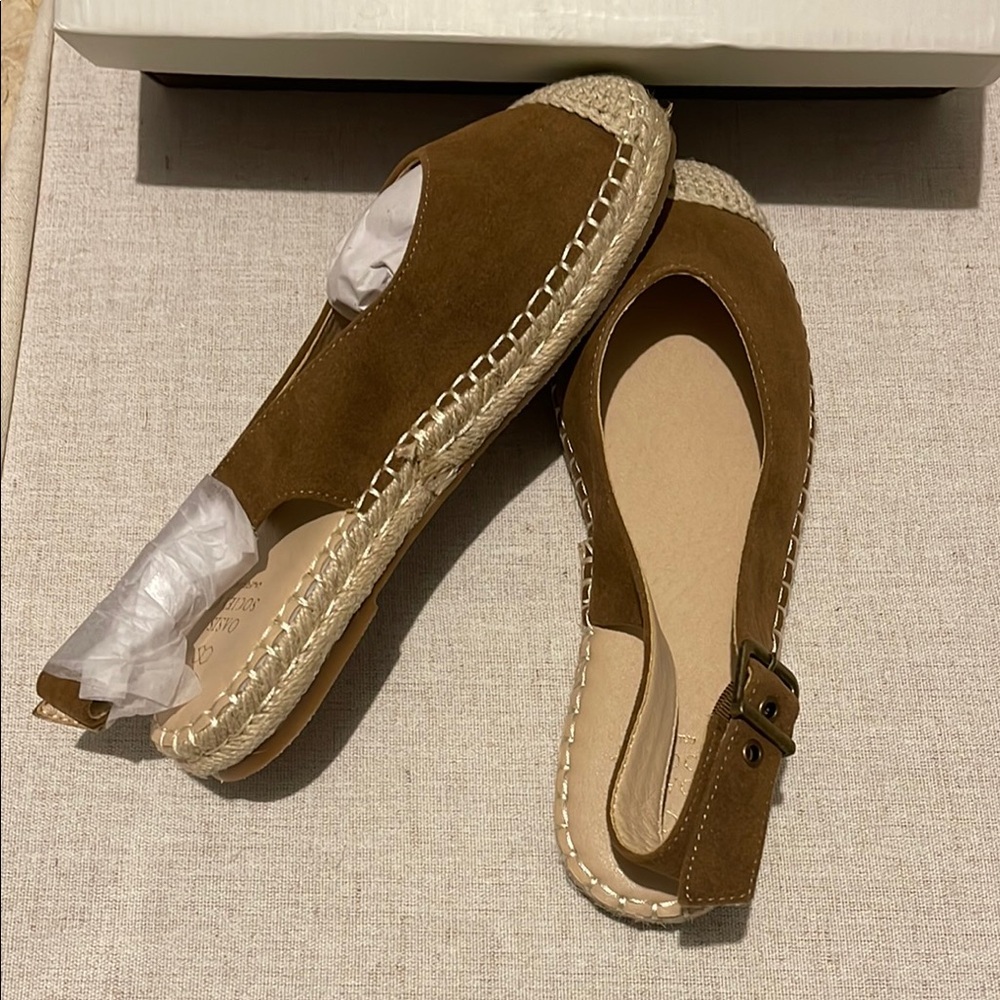Oasis Brown Espadrille Slingback Shoes